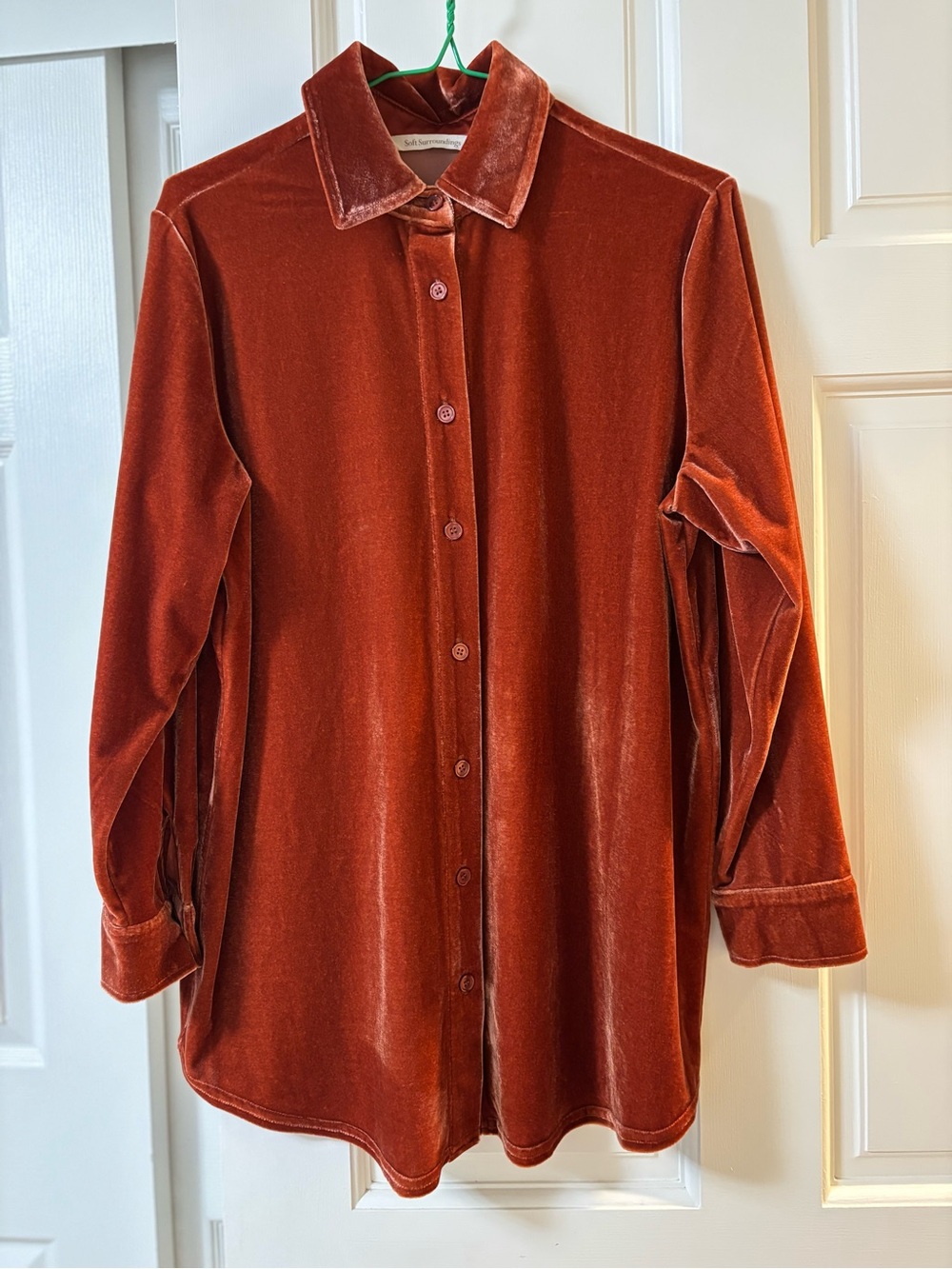 Soft Surroundings Velvet Button-Front Tunic